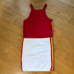 Suzette Girls Bodycon Rainbow Outfit Size OS in Like New Condtion